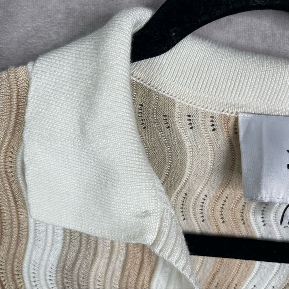 YLLW Yellow The Label Felix Scalloped Knit Shirt Dress In Neutral Size S/M - Picture 8 of 9